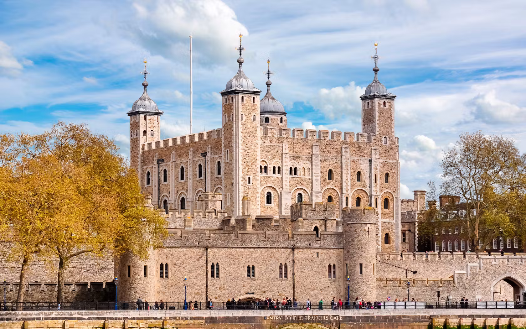 Historic Tower of London with a clear sky